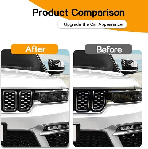 Hoolcar Front Grille Insert Cover Compatible with Jeep Grand Cherokee 2021-2023, Black, 7 Pcs in Saudi Arabia