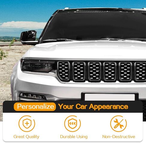Hoolcar Front Grille Insert Cover Compatible with Jeep Grand Cherokee 2021-2023, Black, 7 Pcs in Saudi Arabia