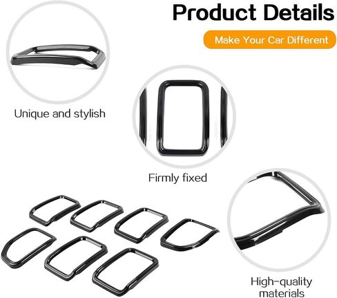 Hoolcar Front Grille Insert Cover Compatible with Jeep Grand Cherokee 2021-2023, Black, 7 Pcs in Saudi Arabia