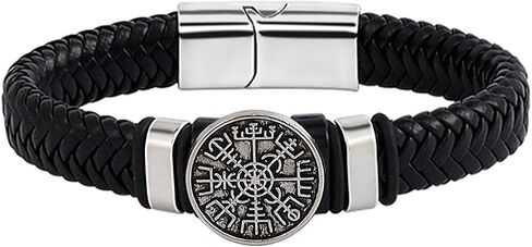 Braided Leather Bracelet for Men Viking Cuff Bangle with Clasp Celtic Jewelry of Talisman in Kuwait