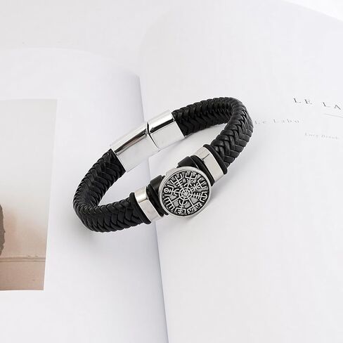Braided Leather Bracelet for Men Viking Cuff Bangle with Clasp Celtic Jewelry of Talisman in Kuwait