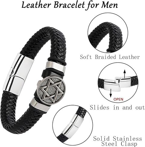 Braided Leather Bracelet for Men Viking Cuff Bangle with Clasp Celtic Jewelry of Talisman in Kuwait