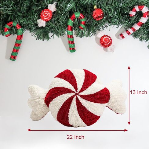 Christmas Pillows Candy Throw Pillow White Pillow Christmas Room Decorations Soft Winter Pillow Cute Plush Pillow Cushions for Couch Sofa Bed,22x13 Inch in Saudi Arabia