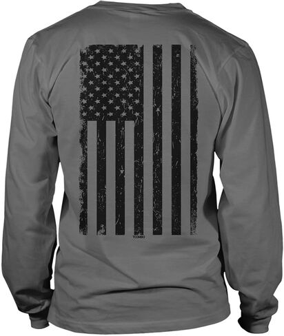 Distressed Black USA Flag - United States Unisex Long Sleeve Shirt in Saudi Arabia