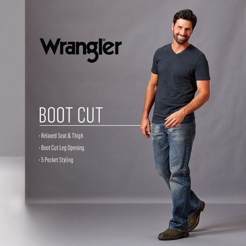 Wrangler Authentics Men's Relaxed Fit Boot Cut Jean, Dark Harbor, 29W x 30L in Kuwait
