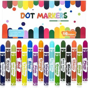 DOSEWART Bingo Markers for Kids, 16 Color Bingo Daubers, Washable Bingo Markers for Kids Drawing Coloring, Arts and Crafts Supplies Dot Paint Marker Set