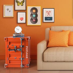 Small Industrial Metal Nightstand End Table with Locker, Concealment Furniture for Guns, Container Cabinet for Tool Room Garage Storage