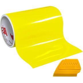 VViViD ORACAL 651 12x 10ft Gloss Vinyl Choose Color Solvent-Based Adhesive-Backed Calendared Wrap Decals with Yellow Multi-Purpose Squeegee (Brimstone Yellow)