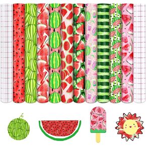 Tintnut Watermelon Permanent Vinyl - 10 Sheets 12inchesx10inches, Summer Adhesive Vinyl Outdoor Vinyl Compatible with Cricut or Silhouette for Decor Sticker