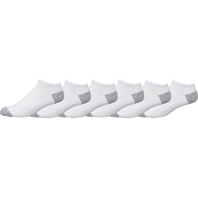 Columbia Men's Half Cushion No-Show Extended Socks 3 Pair, White w/Contrast Heel & Toe, Extended Size