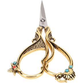 Craft Scissors, 4.9in Embroidery Scissor Rustproof Stainless Steel Sewing Scissors with Fine Storage Box, Vintage Scissors Vintage European Scissors for DIY Handicrafts Tool
