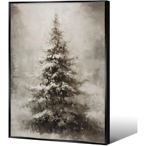 WAYUWGAN Vintage Christmas Canvas Wall Art Pine Tree Botanical Wall Art Prints Poster Winter Scene Forest Landscape Snow Painting Pictures Farmhouse Aesthetics Decor 12x16in Unframed