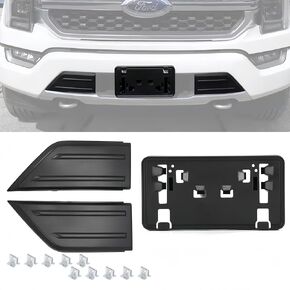 POETRYXIAO Front Bumper Guard Cover & License Plate Bracket Set Compatible with 2021-2024 Ford F150, F150 Accessories