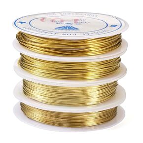KISSITTY Copper Wire for Jewelry Making 82 Feet Metal Beading Wire 18 Gauge 20 Gauge 22 Gauge 24 Gauge Golden Round Craft Thin Wire for DIY Crafts Jewelry Making Wrapping Sculpting