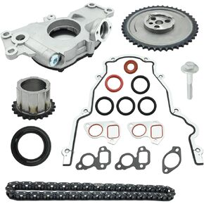 M295 Oil Pump Timing Chain Kit Timing Cover Gasket Replacement for Chevrolet Avalanche Camaro Silverado Replacement for GMC Savana Sierra 4.8L 5.3L 6.0L, Replace 12696357 TCS45993 12646386