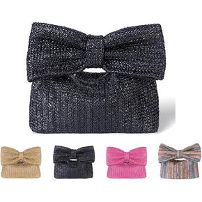 Ladies Straw Bow Purse Summer Clutch Bag Holiday Beach Handbag Formal Party Wedding 2024 New
