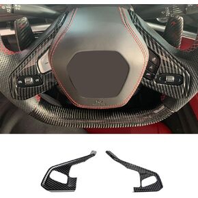 for C8 Corvette Carbon Fiber Steering Wheel Button Trim Accessories for Corvette C8 2020-2024 (Carbon Fiber)