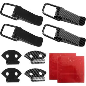 4 PCS Car Bumper Clip Hasp, Carbon Fiber Auto Bumper Security Hook Lock Clips Kit, Quick Release Fasteners for Front Rear Bumper Trunk Fender, Universal Car Accessories (Black, L)