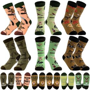 6 Pairs Hunting Lover Socks for Men Outdoors Gifts for Hunting Funny Men's Socks Gift Christmas Novelty Gifts for men Deer Hunting Accessories