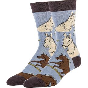 Men's Colorful Novelty Wild Life Animal Crew Socks, Funny Crazy Cool Dress Socks, Shoe Size 8-13