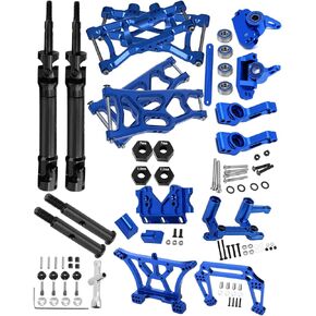 Upgrades Part for 1/10 Rustler 2wd VXL, Drive Shaft CVD Axles,Alloy Caster Block,Steering Blocks,Stub Axle Carriers,Suspension Arm,Steering Bellcranks,Shock Tower,Bulkhead,Navy Blue