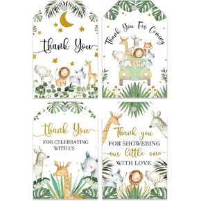 Jungle Safari Gift Tags, Wild Animal Birthday Party Favor Wrap Tags, Baby Shower Hanging Gift Tags with String