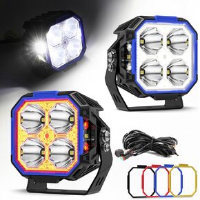 3Inch LED Pod Lights with Side Shooter Led Offroad Lights Ditch Lights 270° Ultra-Wide Spot Flood Combo Driving Light, White Amber DRL for ATV SUV UTV Wrangler Ford Trucks Pickup Car, 4 Borders