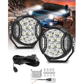5 Inch LED Light Pods, Round Offroad Light with Amber DRL, Wide Range Flood Spot Beam LED Driving Lights for ATV UTV SUV Pickup Motorcycle(2 Pcs)