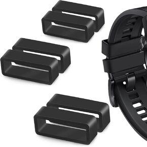 6Pcs Silicone Watch Band Keepers, Black Replacement Loops for Watch Straps, 18mm/20mm/22mm Watch Band Loop Retainer Fastener Rings for Smart Sport Watches, Durable Silicone Watch Band Parts