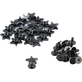 Oedema Black Screw Back Rivets Zinc Alloy Star Rivets Flat Head Stud Leather Rivets Studs and Spikes 20 Sets