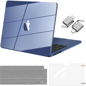 MOSISO Compatible with MacBook Air 13 inch Case 2024 2023 2022 M3 A3113 M2 A2681, Surpass Natural Beauty Plastic Hard Shell&Keyboard Cover&Screen Film&Type C for MacBook Air 13.6 inch,Crystal Midnight