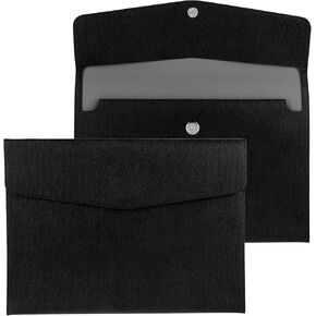 Document File Folder, 1Pcs PU Leather A4 Envelope Folder Expanding File Organizer Waterproof Portfolio Black Storage Case with Invisible Magnetic Closure
