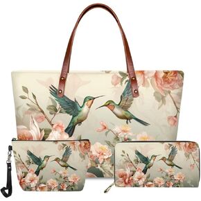 GIFTPUZZ Women Top Handle Bags Handbags with Zipper Leather Wallet Cash Card Phone Holder and Makeup Bag Set 3pcs