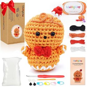 Christmas Crochet Kit for Beginners | Gingerbread Man Beginner Crochet Kit for Adults, Easy Knitting Kits w/Pre-Started Yarn, Crochet Hook, Step-by-Step Tutorials | DIY Craft Gifts or Christmas Décor