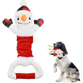 CooShou Dog Christmas Reindeer Squeak Toy Big Dog Xmas Elk Plush Toy with Crinkle Paper Pull Interactive Squeaky Entertainment Toy for Puppy Big Dog
