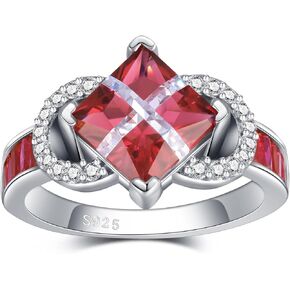 Infinity Ruby Promise Ring for Her, Sterling Silver Red Gemstone Rings, Personalized Crystal Jewelry Anniversaries Valentine's Day Christmas Birthday Gift for Women Wife.