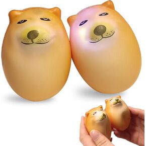 Shiba Inu Puppy Stress Relief Squeeze Toy-Shiba Inu Squishy Toys,Slow Rising Squishy Stress Relief Toy for Adults,Slow Rising Squishy Stress Toy,Dog Fidget Sensory Toy for Kids Boys Girls，Pack of 2