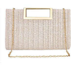 YYW Women Straw Bag Top Handle Clutch Evening Bag Crossbody Purse Woven Beach Shoulder Handbag