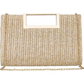 YYW Women Straw Bag Top Handle Clutch Evening Bag Crossbody Purse Woven Beach Shoulder Handbag