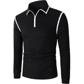 SOLY HUX Men's Long Sleeve Shirts Zipper T Shirts Casual Zip Collar Golf Tops