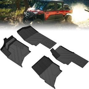 SAUTVS TPE Floor Mats for Polaris Ranger XD 1500 Crew 2024 2025, Front and Rear Row Floor Liners All Weather Protection Slush Mats Floor Mats for Polaris Ranger 1500 XD Crew 2024 2025 Accessories