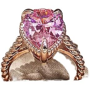 Bicheng Fashion Jewelry Teardrop Shaped Cubic Zirconia Rings Popular Oval Crystal Imitation Gemstone Rings for Women's Singles Halo Commitment Wedding Engagement Rings (6)