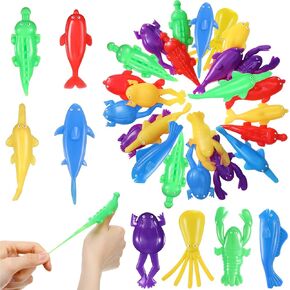 Sotiff 24 Pieces Finger Slingshot Ocean Theme Toys Ornament Slingshot Marine Life Fingers Stretchy Funny Rubber, Simulation Animals for Flying Games and Party Favors