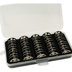 Cutex Pack of 25 Juki LU-1508N, LU-1560N, LU-563 Metal Bobbins with Storage Case