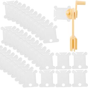 Framendino, 500 Pack Plastic Embroidery Floss Bobbins with 1 Piece Floss Winder for DIY Sewing