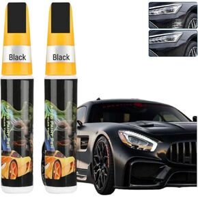 2 Packs Car Scratch Remover Pen, 2024 Upgraded 2 in 1 Touch Up Paint for Deep Scratch Repair, Effective Vehicle Paint Restoration Tool (Black)