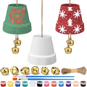 Cinnvoice عيد الميلاد الحرف تصميم أجراس الخزف الخاصة بك DIY بها بنفسك أواني الزهور السيراميك عيد الميلاد الحرفية عدة للأطفال زينة شجرة عيد الميلاد