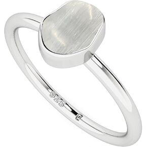 Natural Raw/Rough Selenite Stackable Ring for Women in Sterling Silver, Gemstone Birthstone Jewelry Gifts for Her (Bezel-Set)