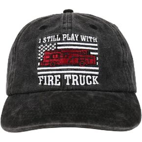 InnoBeta Firefighter Gifts Cap for Men, Women - Adjustable Vintage Washed Cotton Embroidered Hat - Gift for Fireman or Fire Fighter Retirement