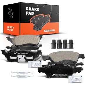 A-Premium 8 Pcs Front & Rear Ceramic Disc Brake Pads Set Compatible with Select Chrysler and Dodge Models - Town & Country 2001-2007, Voyager 2003, Caravan/Grand Caravan 2001-2007, with Hardware